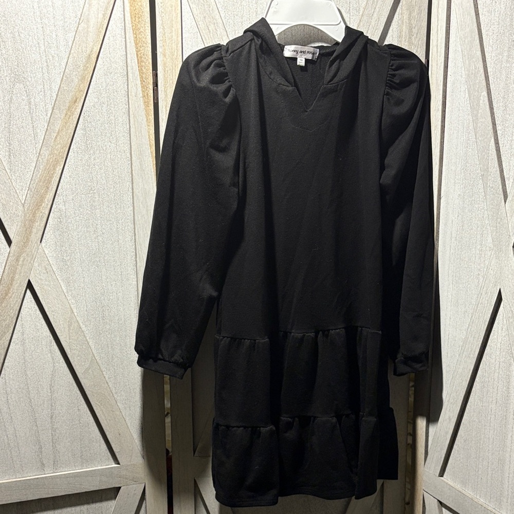 Honey and Rosie Elegant Black Hoodie Dress